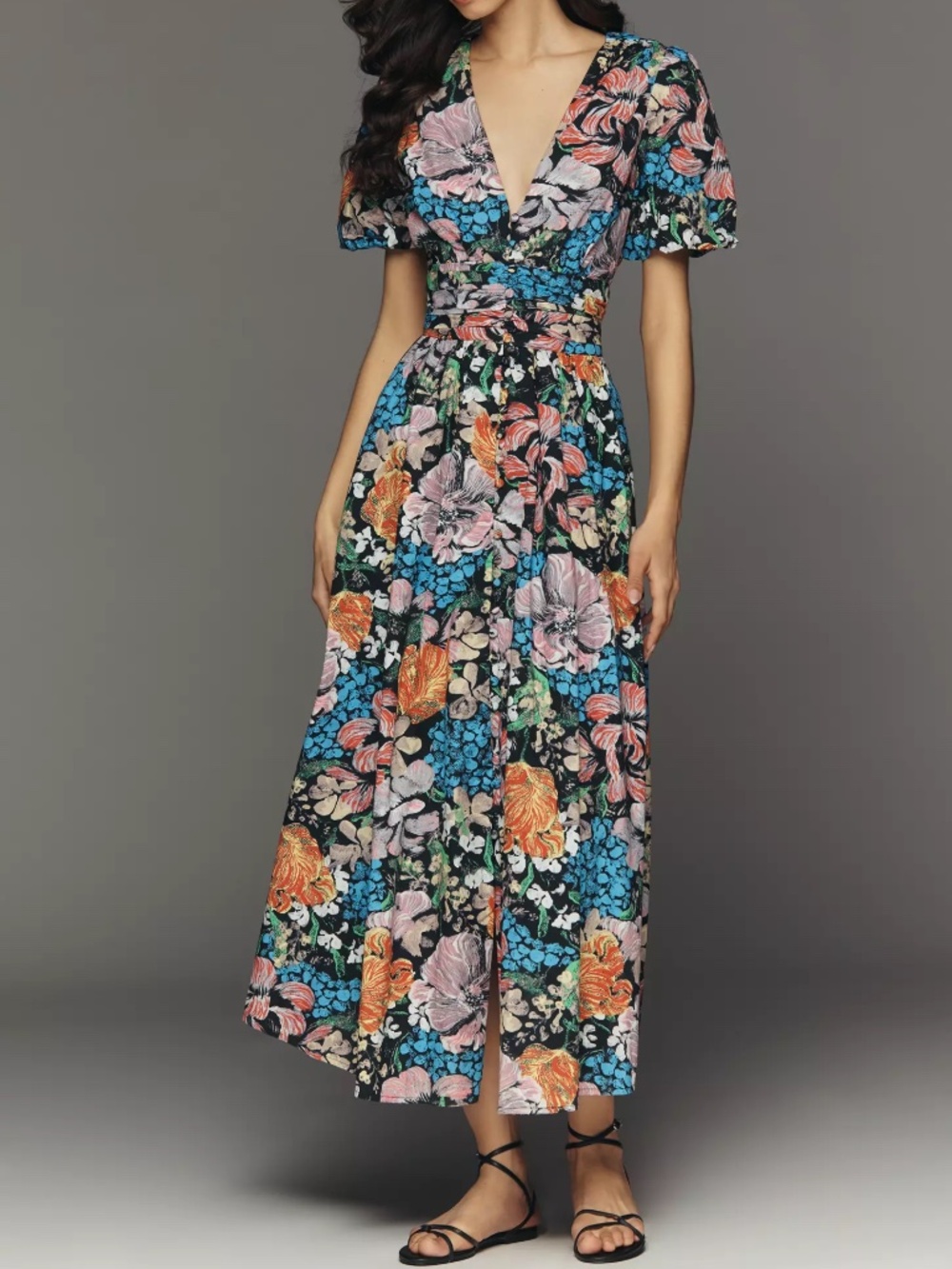 Anthropologie Yukiko Noritake Katerina Button-Front Midi Dress NWT size XS